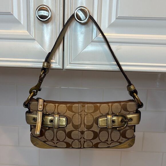 Coach Y2K Jacquard Signature Logo Double Buckle Baguette Mini Bag 🔥 - Picture 1 of 16